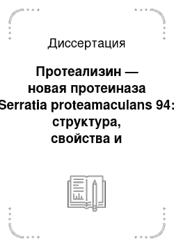 Диссертация: Протеализин — новая протеиназа Serratia proteamaculans 94: структура, свойства и перспективы практического использования