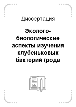 Диссертация: Эколого-биологические аспекты изучения клубеньковых бактерий (рода Rhizobium) гороха посевного (Pisum sativum L.) в условиях северной лесостепи Воронежской области