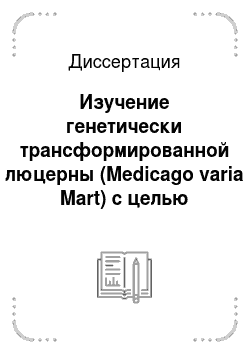 Диссертация: Изучение генетически трансформированной люцерны (Medicago varia Mart) с целью использования ее в селекционной работе