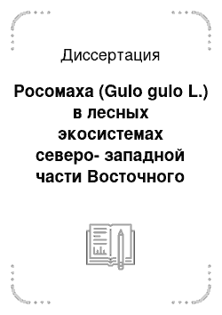 Диссертация: Росомаха (Gulo gulo L.) в лесных экосистемах северо-западной части Восточного Саяна