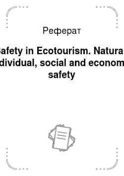 Реферат: Safety in Ecotourism. Natural, individual, social and economic safety