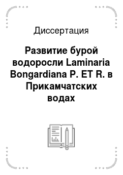 Диссертация: Развитие бурой водоросли Laminaria Bongardiana P. ET R. в Прикамчатских водах
