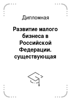 Дипломная: Развитие малого бизнеса в Российской Федерации. существующая система малого бизнеса