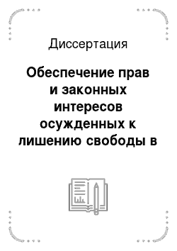 Диссертация: Обеспечение прав и законных интересов осужденных к лишению свободы в России