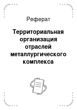 Реферат: Территориальная организация отраслей металлургического комплекса Российской Федерации