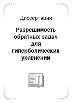 Диссертация: Разрешимость обратных задач для гиперболических уравнений