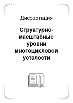 Диссертация: Структурно-масштабные уровни многоцикловой усталости нержавеющей аустенитной стали при импульсном токовом воздействии