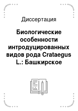 Диссертация: Биологические особенности интродуцированных видов рода Crataegus L.: Башкирское Предуралье