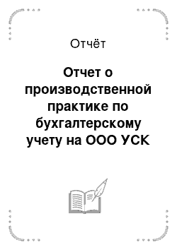 Отчёт: Отчет о производственной практике по бухгалтерскому учету на ООО УСК «Стройкомплекс»