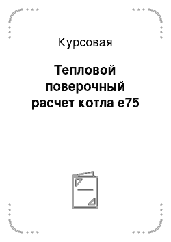 Курсовая: Тепловой поверочный расчет котла е75