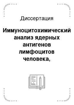 Диссертация: Иммуноцитохимический анализ ядерных антигенов лимфоцитов человека, выявляемых с помощью моноклональных антител