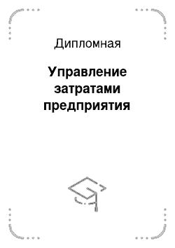 Дипломная: Управление затратами предприятия