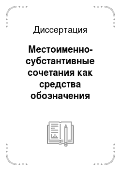 Диссертация: Местоименно-субстантивные сочетания как средства обозначения аппроксимации в русском языке: на материале художественной литературы