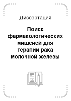 Диссертация: Поиск фармакологических мишеней для терапии рака молочной железы на основе компьютерного моделирования регуляции клеточного цикла