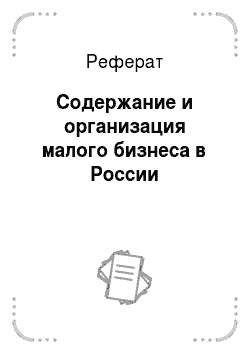Реферат: Содержание и организация малого бизнеса в России