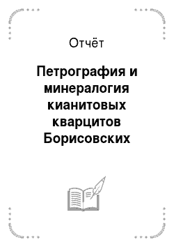Отчёт: Петрография и минералогия кианитовых кварцитов Борисовских сопок