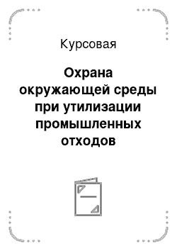 Курсовая: Охрана окружающей среды при утилизации промышленных отходов