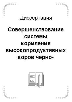 Диссертация: Совершенствование системы кормления высокопродуктивных коров черно-пестрой породы в условиях Западной Сибири