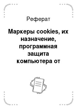 Реферат: Маркеры cookies, их назначение, программная защита компьютера от маркеров