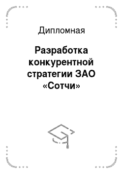 Дипломная: Разработка конкурентной стратегии ЗАО «Сотчи»