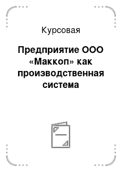 Курсовая: Предприятие ООО «Маккоп» как производственная система