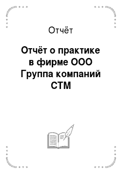 Отчёт: Отчёт о практике в фирме ООО Группа компаний СТМ