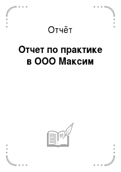 Отчёт: Отчет по практике в ООО Максим