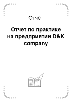 Отчёт: Отчет по практике на предприятии D&K company