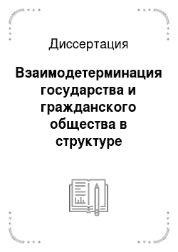 Диссертация: Взаимодетерминация государства и гражданского общества в структуре российского политического процесса