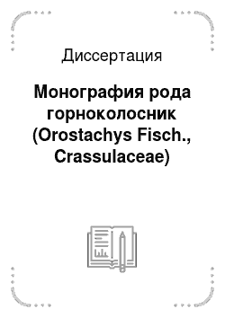 Диссертация: Монография рода горноколосник (Orostachys Fisch., Crassulaceae)