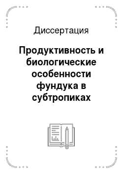 Диссертация: Продуктивность и биологические особенности фундука в субтропиках Краснодарского края