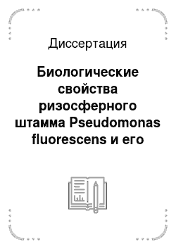 Диссертация: Биологические свойства ризосферного штамма Pseudomonas fluorescens и его производных, маркированных геном ?-глюкуронидазы