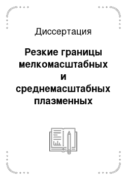 Диссертация: Резкие границы мелкомасштабных и среднемасштабных плазменных структур солнечного ветра