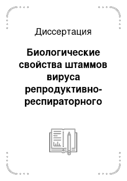 Диссертация: Биологические свойства штаммов вируса репродуктивно-респираторного синдрома свиней