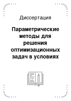 Диссертация: Параметрические методы для решения оптимизационных задач в условиях неполной информации