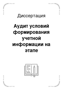 Диссертация: Аудит условий формирования учетной информации на этапе предварительного планирования