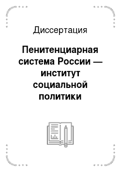 Диссертация: Пенитенциарная система России — институт социальной политики государства