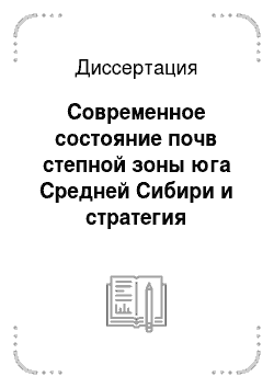 Диссертация: Современное состояние почв степной зоны юга Средней Сибири и стратегия рационального землепользования территории