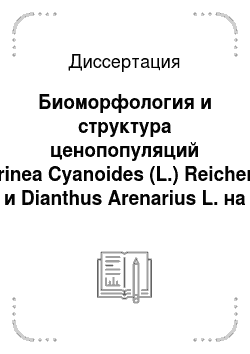 Диссертация: Биоморфология и структура ценопопуляций Jurinea Cyanoides (L.) Reichenb. и Dianthus Arenarius L. на северо-востоке Европейской России в связи с их охраной