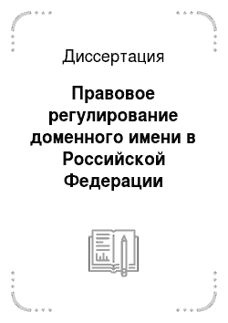 Диссертация: Правовое регулирование доменного имени в Российской Федерации