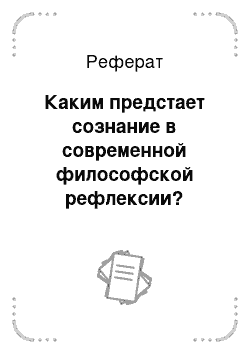 Реферат: Предварительное сознание