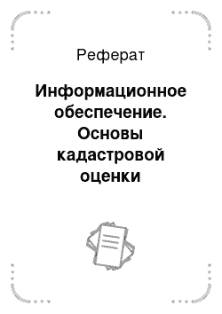 Реферат: Информационное обеспечение. Основы кадастровой оценки недвижимости