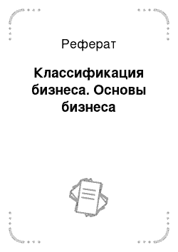 Реферат: Классификация бизнеса. Основы бизнеса