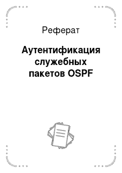 Реферат: Аутентификация служебных пакетов OSPF