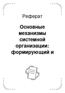 Реферат: Основные механизмы системной организации: формирующий и регулирующий