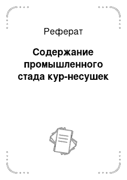 Реферат: Содержание промышленного стада кур-несушек