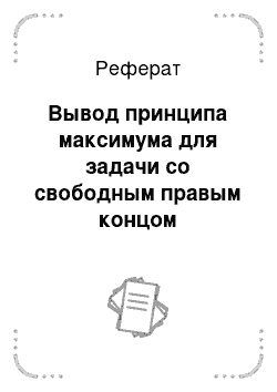 Реферат: Вывод принципа максимума для задачи со свободным правым концом