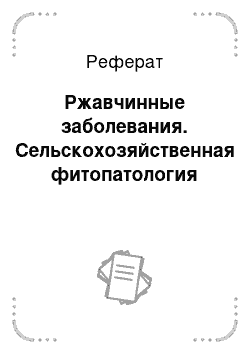 Реферат: Ржавчинные заболевания. Сельскохозяйственная фитопатология