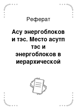 Реферат: Асу энергоблоков и тэс. Место асутп тэс и энергоблоков в иерархической структуре управления