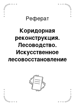 Реферат: Коридорная реконструкция. Лесоводство. Искусственное лесовосстановление